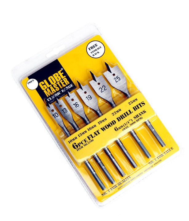 Flat Wood Drill Bit Set - 6 Piece