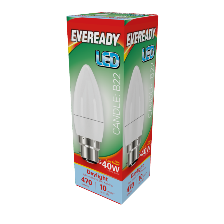 LED Candle 6W - 470lm Daylight 6500k B22