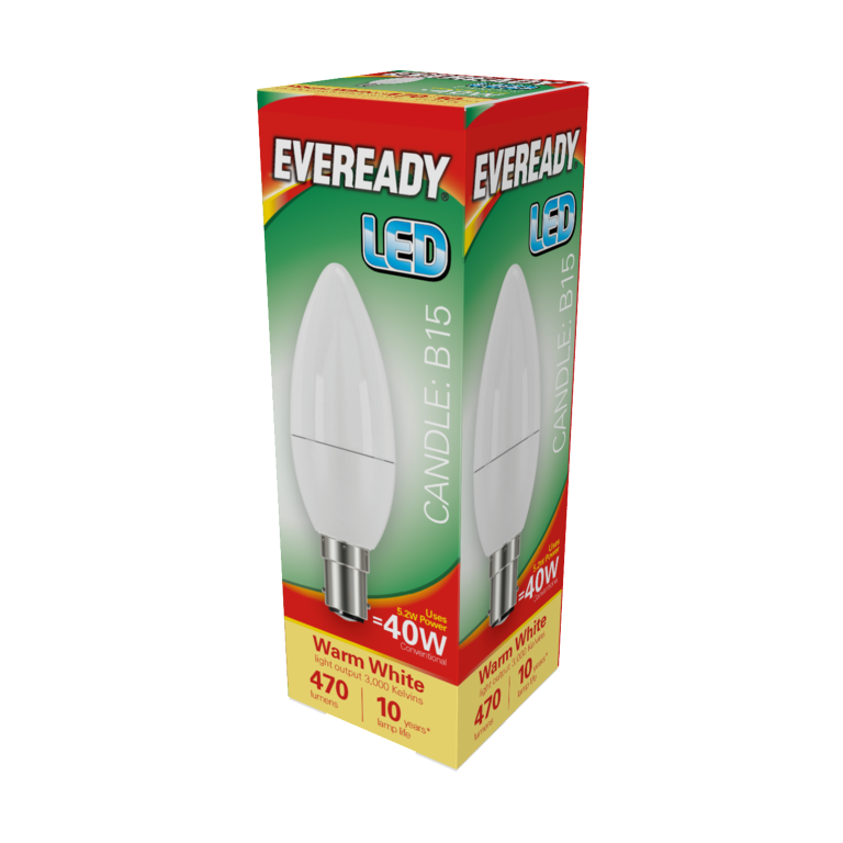 LED Candle 6W - 470lm Warm White 3000k B15