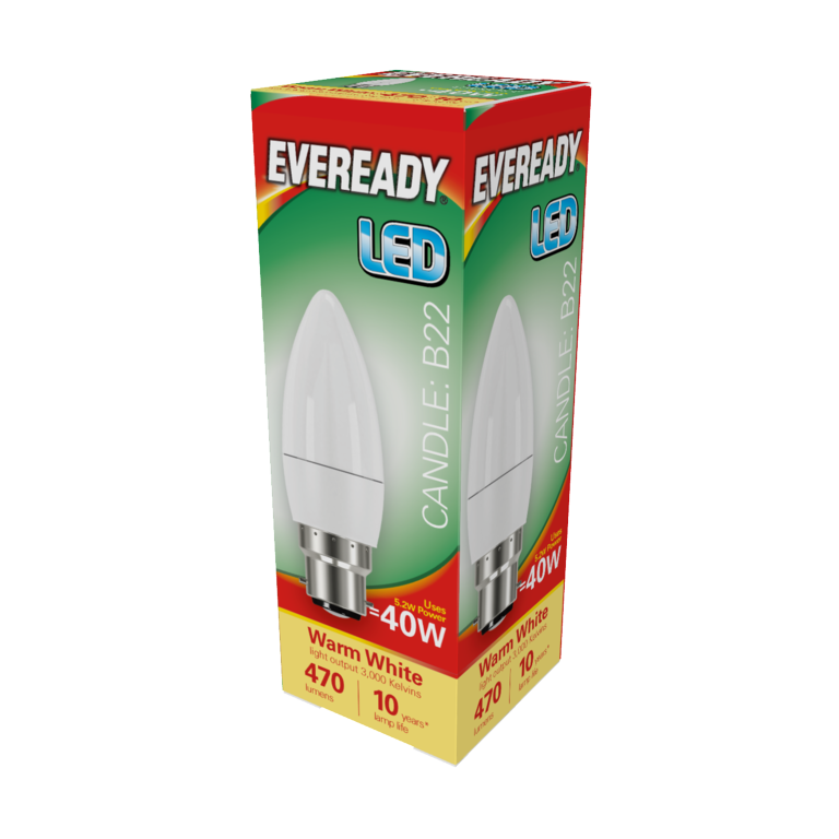 LED Candle 6W - 470lm Warm White 3000k B22