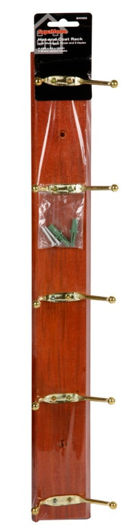 Hat and Coat Rack with 5 Hooks - Mahogany Finish