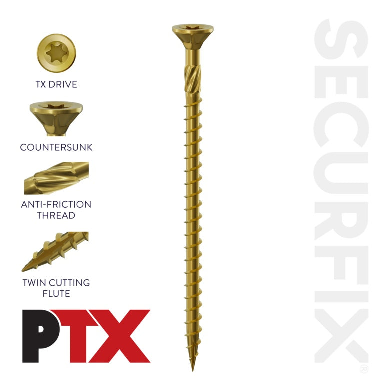 PTX - Size: 10 x 3 1/2" (5.0 x 90mm) | Pack of 100 Screws
