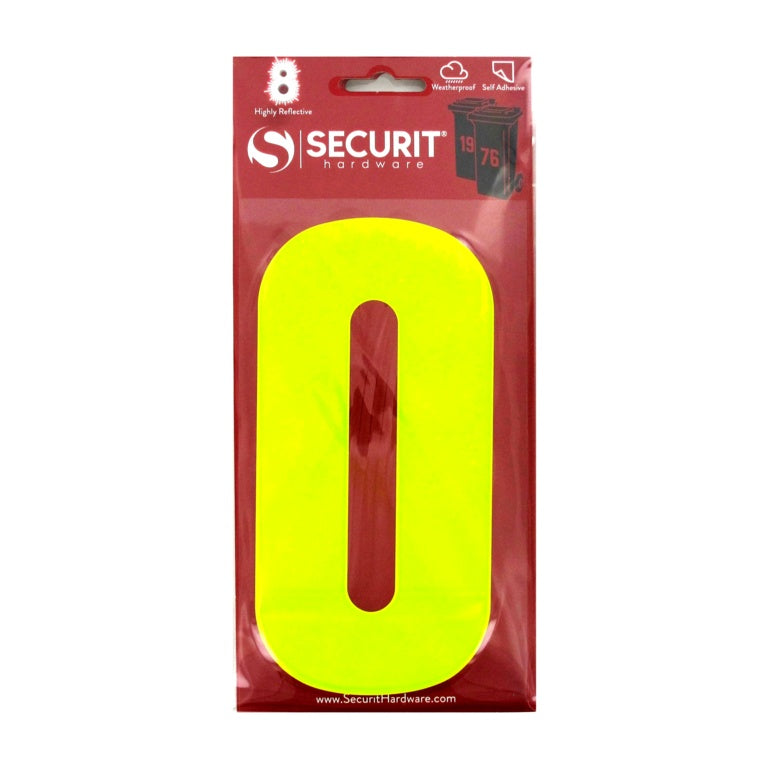 Hi Vis Self Adhesive Wheelie Bin Numbers - No 0 160mm