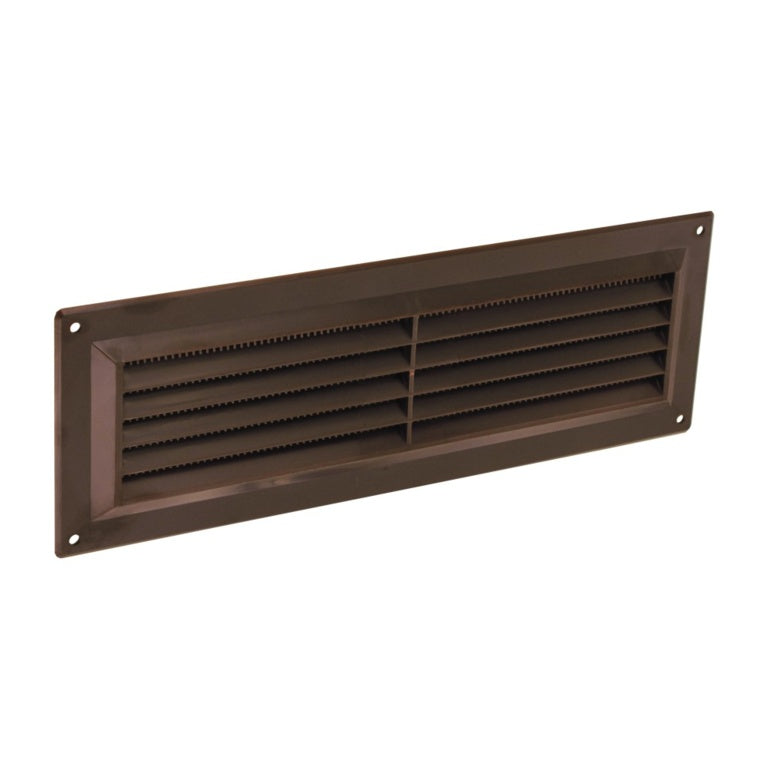 Plastic Louvre Vent Brown Fixed Fly - 9x3
