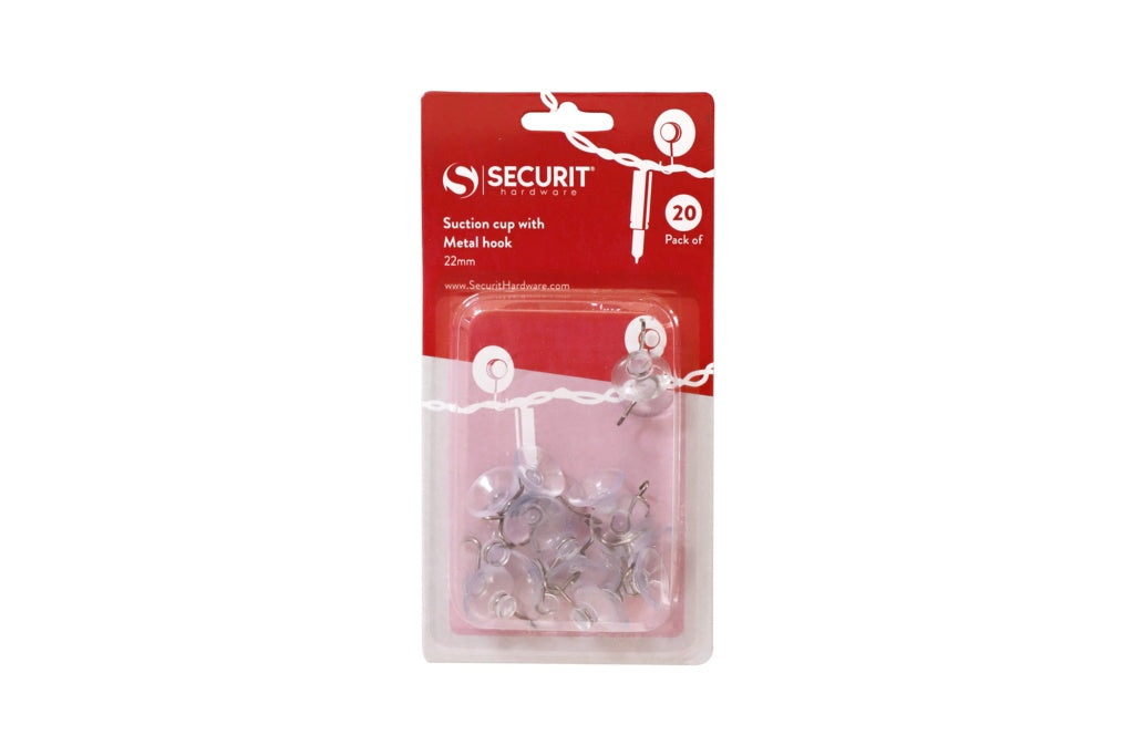 Suction Cup With Metal Hook 22mm - 20 Pack