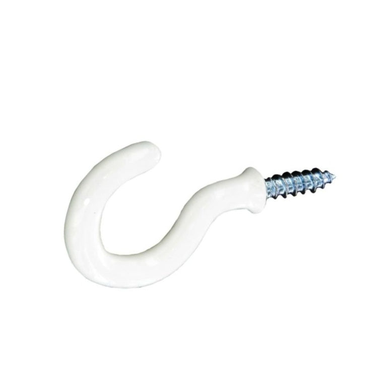 Cup Hooks Plastic Covered White (5) - 25mm