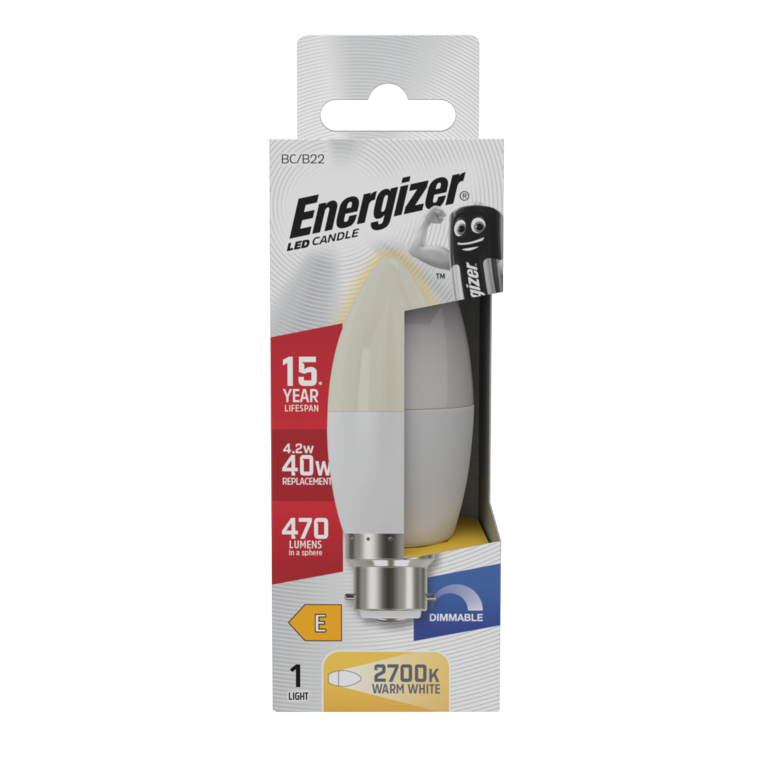 LED Candle 470lm Opal B22 Dimmable - 4.2w