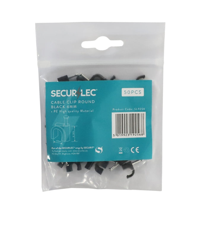 Cable Clip Round Black - 6mm 50 Piece