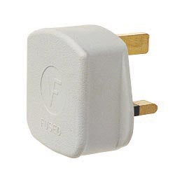 13A, 3 Pin Nylon White Plug to BS1363/A - Pre-Packed