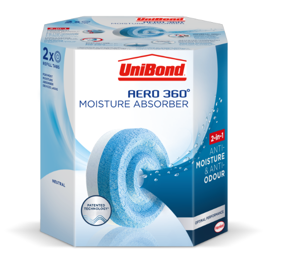 UniBond Aero 360 Moisture Control Bundle – Compact Moisture Absorber Device & 2 Refills