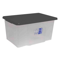 50L Clear Storage Box & Black Lid - 60 x 40 x 33cm
