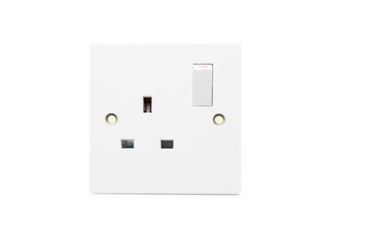 1 Gang Switched Socket Double Pole - Square Edge