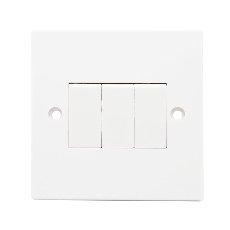 Square 3 Gang 2 Way Light Switch - Square Edge
