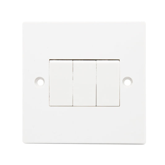 Square 3 Gang 2 Way Light Switch - Square Edge