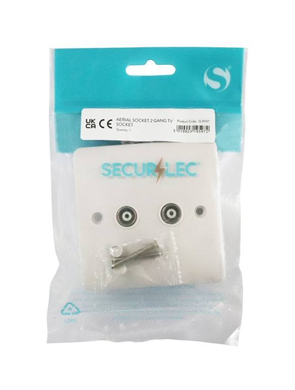 Aerial Socket 2 Gang TV Socket - Round Edge
