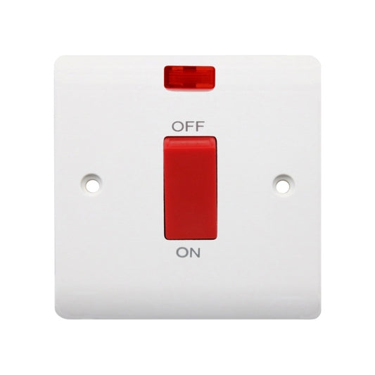 1 Gang Double Pole Switch & Pilot Light - Round Edge