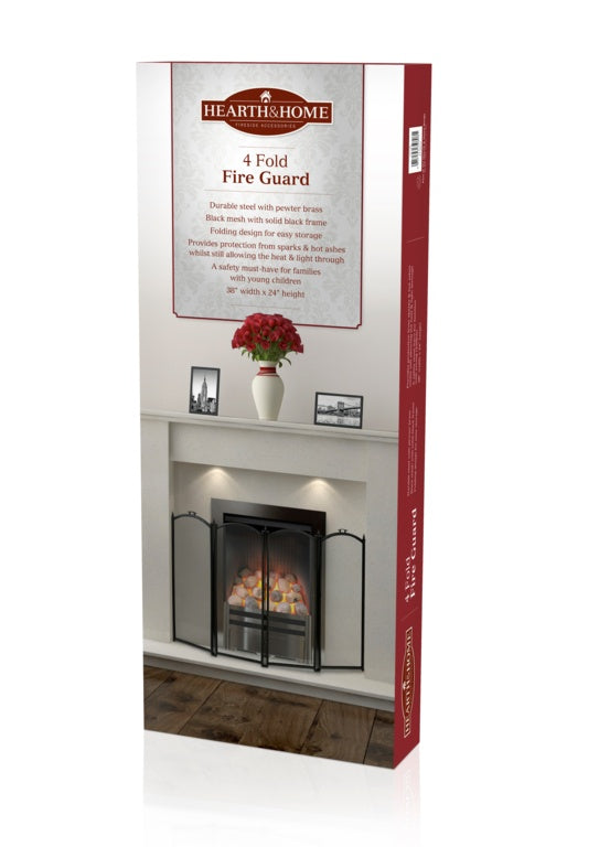 Folding Fire Guard Black - 4 Sections