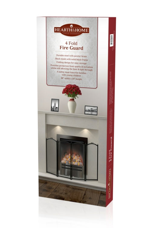 Folding Fire Guard Black - 4 Sections