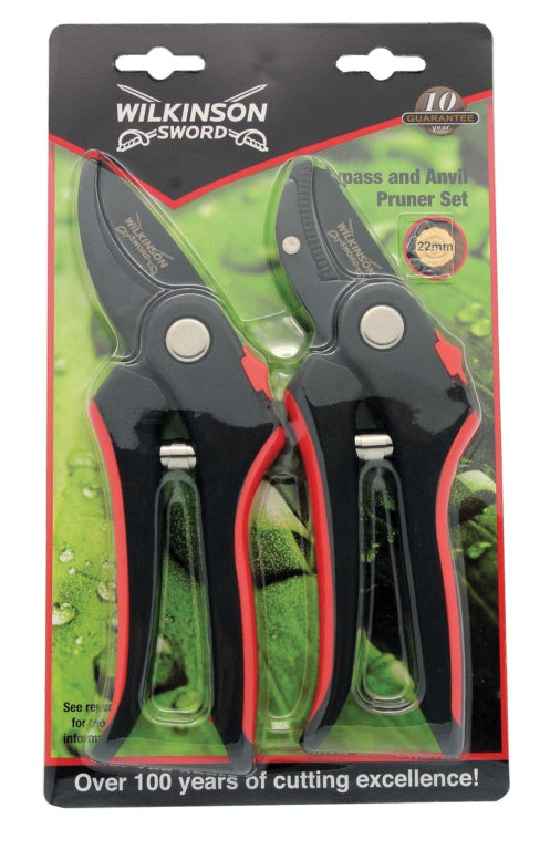 Bypass & Anvil Pruners SetTwin Pack - On Blister Card