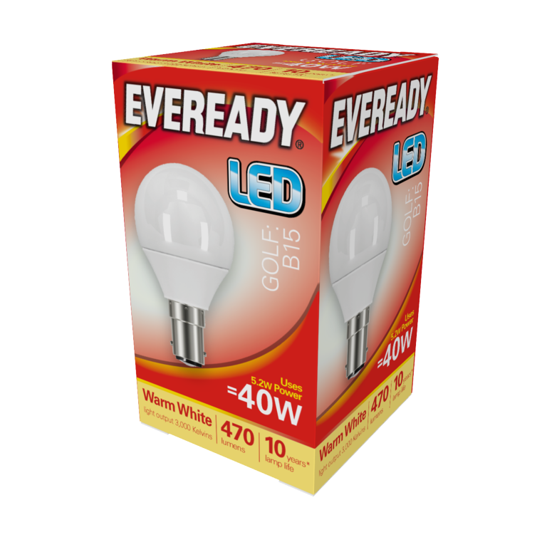 LED Golf 6w - 470lm Warm White 3000k B15