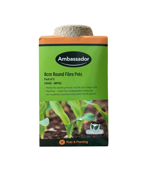 Round Fibre Pots - 8cm - Pack 12