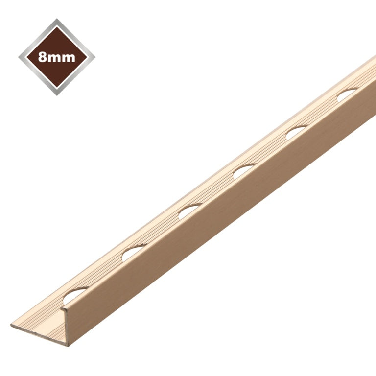 L Profile Metal Tile Trim - Stainless Steel 8mm x 2.4m