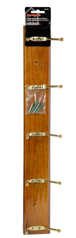 Hat and Coat Rack with 5 Hooks - Antique Pine Finish