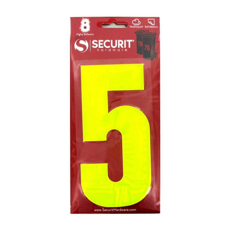 Hi Vis Self Adhesive Wheelie Bin Numbers - No 5 160mm