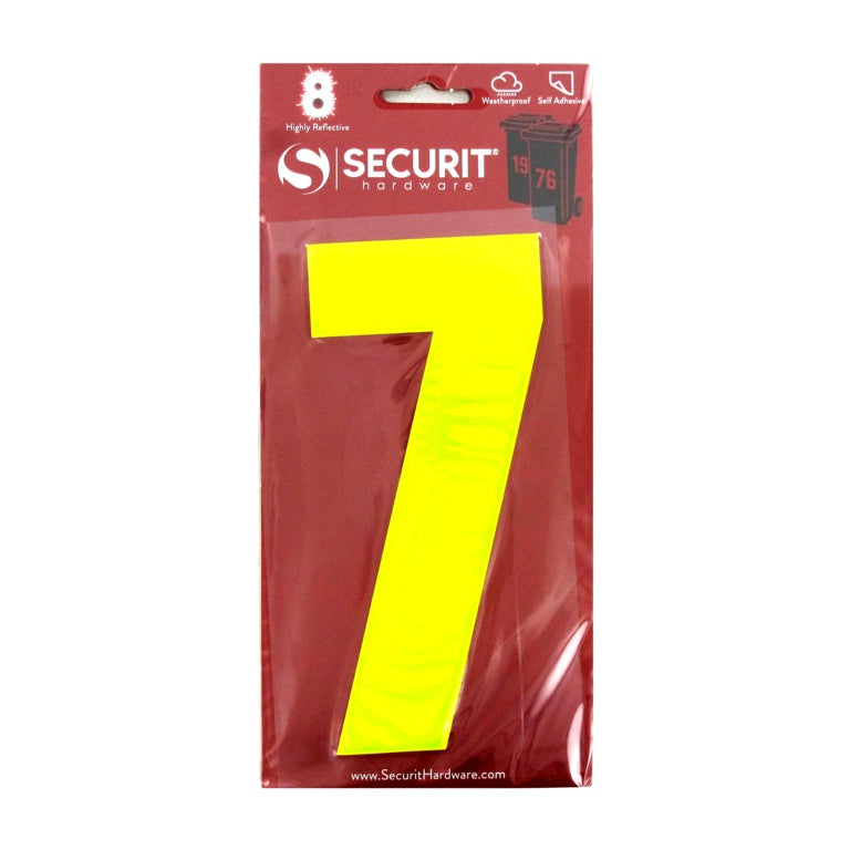 Hi Vis Self Adhesive Wheelie Bin Numbers - No 7 160mm