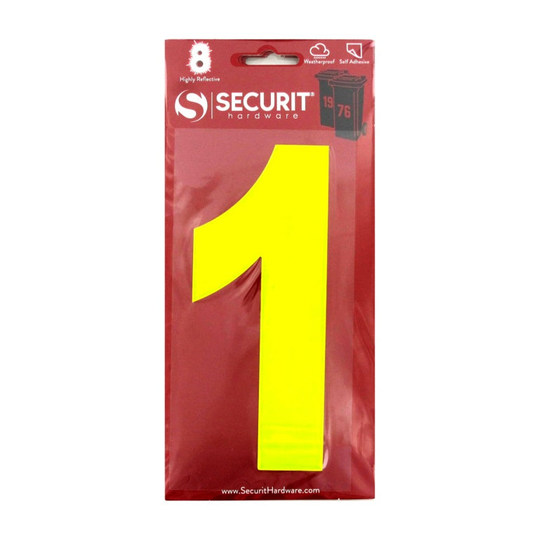 Hi Vis Self Adhesive Wheelie Bin Numbers - No 1 160mm