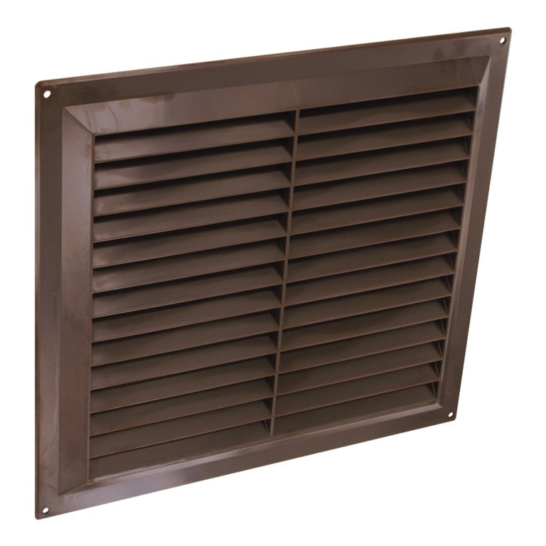 Plastic Louvre Vent Brown Fixed Fly - 9x9