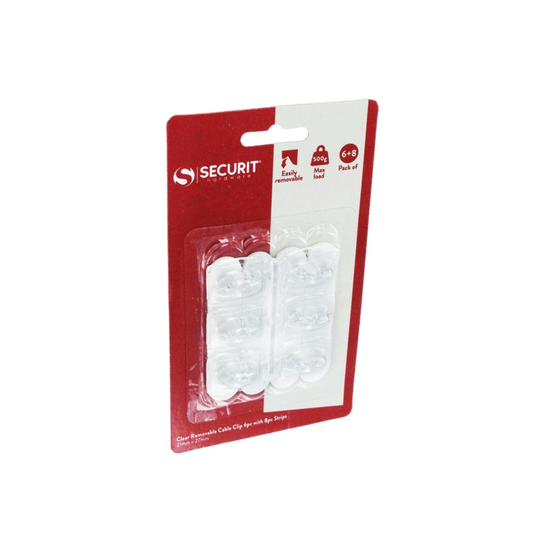 Removable Cable Clips - 22 x 28mm Pack 6
