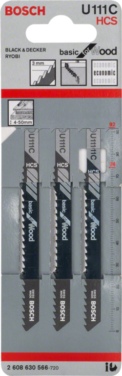 U111C Jigsaw Blade Basic Wood - Pack 3