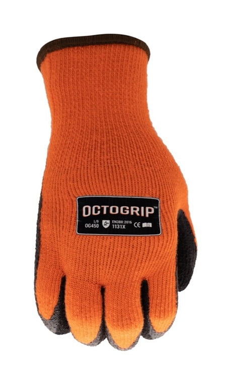 10g Winter Fleece Lined Glove with Foam Latex Palm - Med