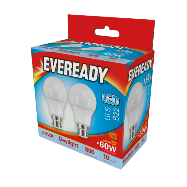 LED GLS BC B22 6500k Daylight Pack 2 - 8.8w
