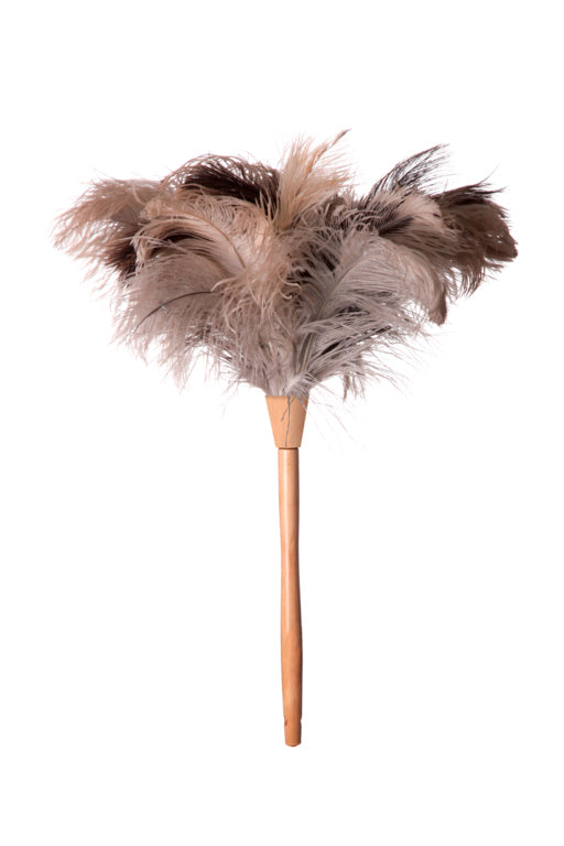 Ostrich Feather Duster With Bamboo Handle - Handle 30cm/Duster 18cm
