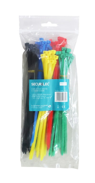 Cable Ties Assorted - 4.5x200mm Pack 100