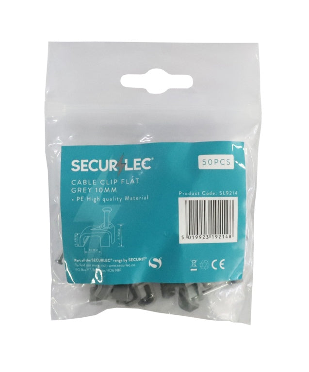Cable Clip Flat Grey - 10mm 50 Piece