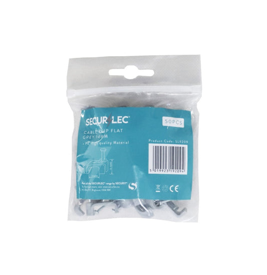 Cable Clip Flat Grey - 14mm 50 Piece