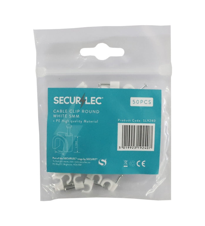 Cable Clip Round White - 5mm 50 Piece