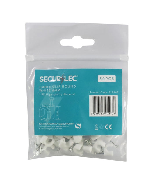 Cable Clip Round White - 6mm 50 Pieces
