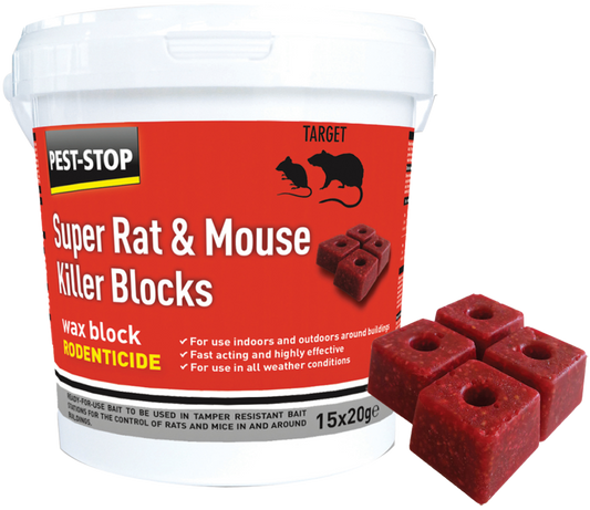 Super Rat Mouse Killer Wax Block - 15 x 20g