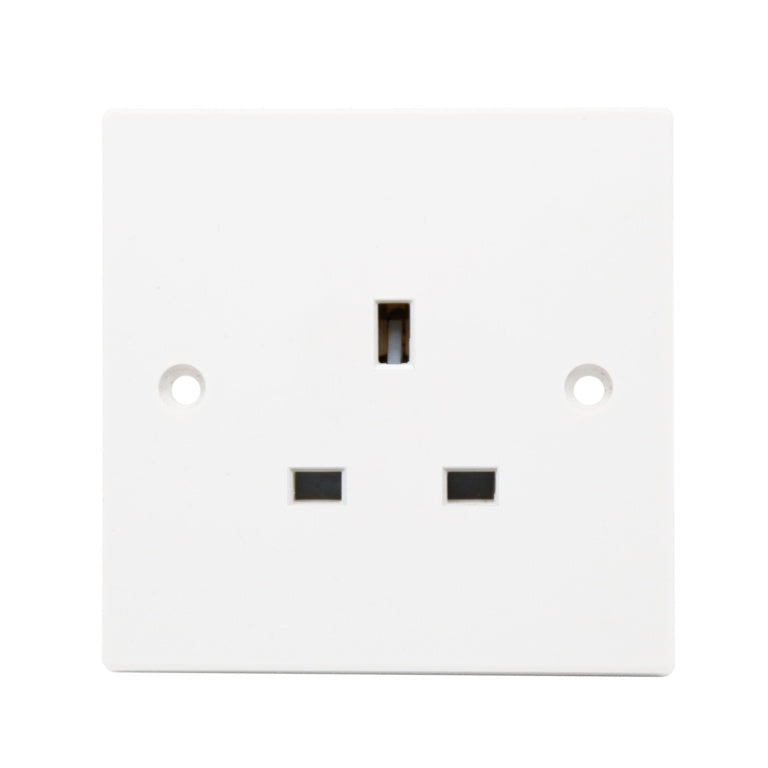 1 Gang Unswitched Socket - Square Edge