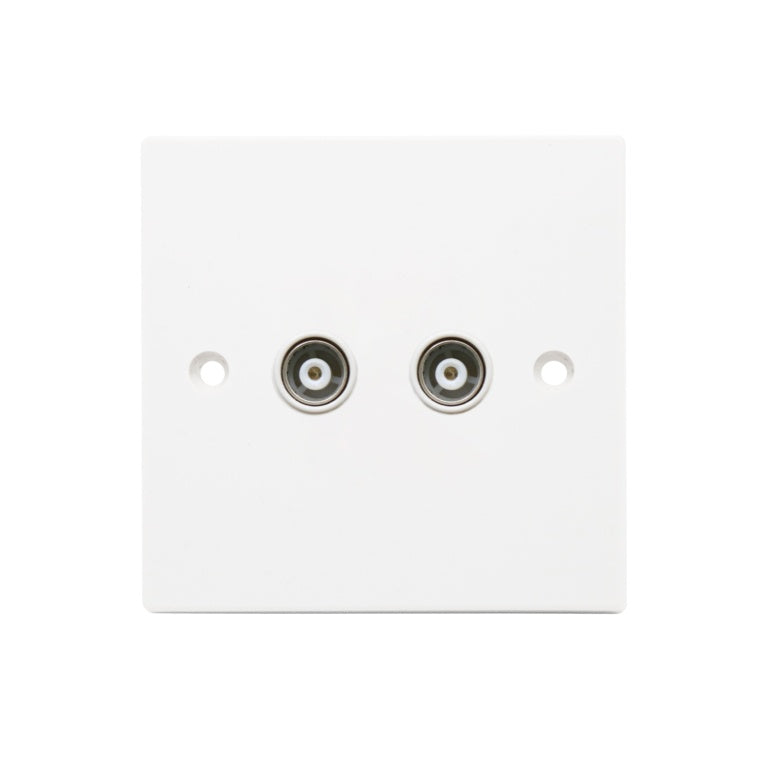 2 Gang Aerial Socket - Square Edge