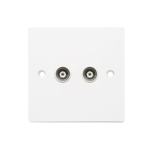 2 Gang Aerial Socket - Square Edge