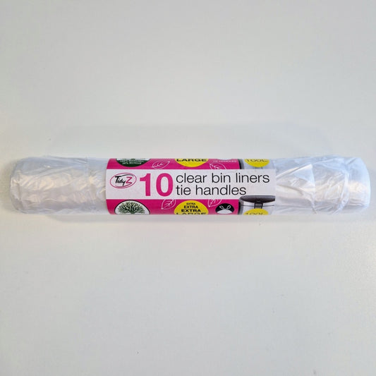 Clear Bin Liners With Tie Handle 100L - Roll 10