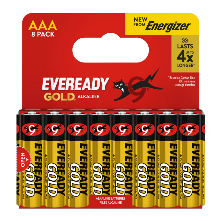 Gold AAA Batteries - Card of 8