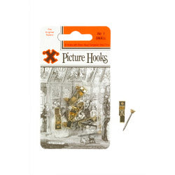 Original Patent Steel Picture Hooks - Brass Plated (Blister Pack) - No.1