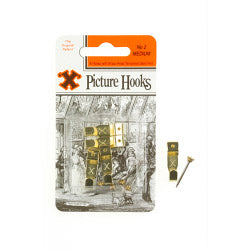 Original Patent Steel Picture Hooks - Brass Plated (Blister Pack) - No.2