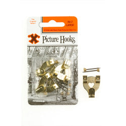 Original Patent Steel Picture Hooks - Brass Plated (Blister Pack) - No.3